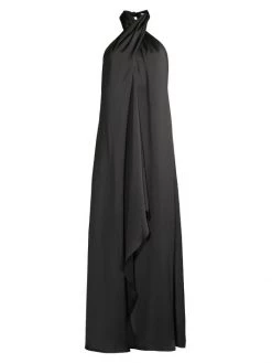 Ramy Brook Carey Satin Draped Gown Black -Hot Sale Ramy Brook Store unnamed file 1036