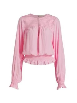 Ramy Brook Barlow Smocked V-Neck Top