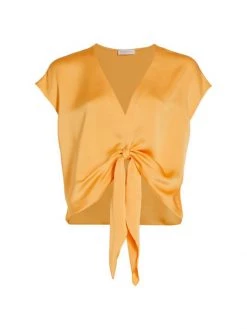 Ramy Brook Hazel Satin Tie-Front Top