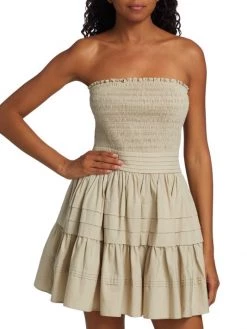 Ramy Brook Oliver Stretch-Poplin Smocked Minidress -Hot Sale Ramy Brook Store unnamed file 1467