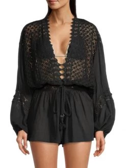 Ramy Brook Hilary Balloon-Sleeve Embroidered Romper -Hot Sale Ramy Brook Store unnamed file 163