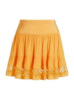 Ramy Brook Hartford Embellished Smocked Miniskirt