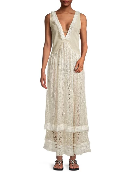 Ramy Brook Jess V-Neck Crochet Embellished Maxi Dress 4 Ramy Brook Jess V-Neck Crochet Embellished Maxi Dress - Image 2