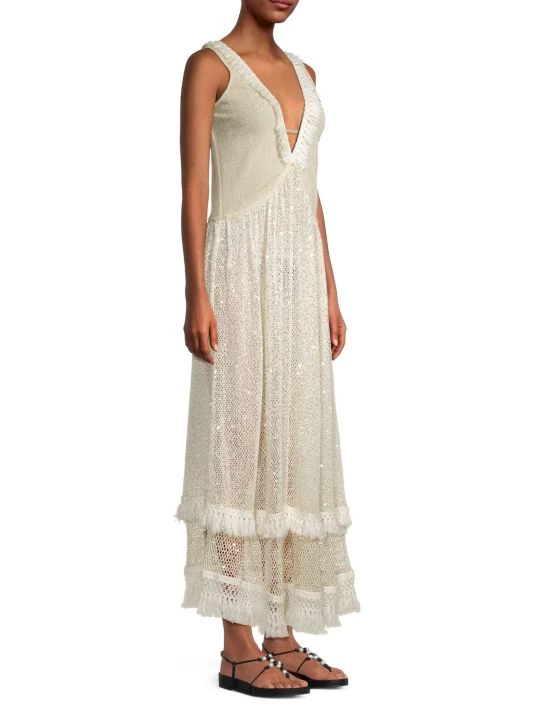 Ramy Brook Jess V-Neck Crochet Embellished Maxi Dress 6 Ramy Brook Jess V-Neck Crochet Embellished Maxi Dress - Image 4
