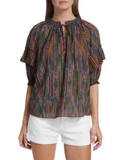 Ramy Brook Eugenia Printed Flutter-Sleeve Top -Hot Sale Ramy Brook Store unnamed file 343