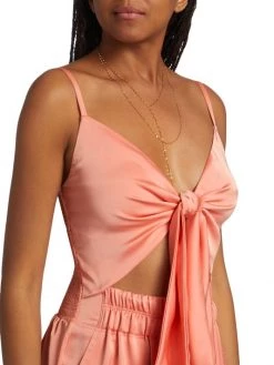 Ramy Brook Brit Satin Tie-Front Cut-Out Jumpsuit -Hot Sale Ramy Brook Store unnamed file 379