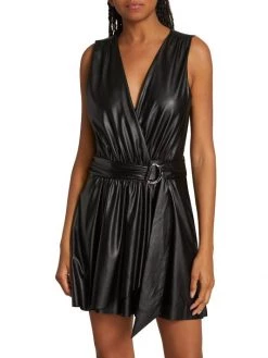 Ramy Brook Lily Faux-Leather Wrap Dress -Hot Sale Ramy Brook Store unnamed file 390