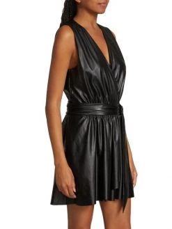 Ramy Brook Lily Faux-Leather Wrap Dress -Hot Sale Ramy Brook Store unnamed file 391