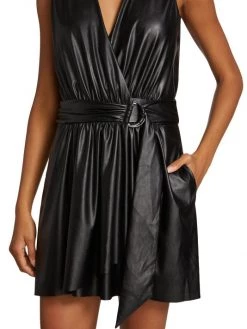 Ramy Brook Lily Faux-Leather Wrap Dress -Hot Sale Ramy Brook Store unnamed file 393