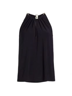 Ramy Brook Rosette Chain Trim Halter Top