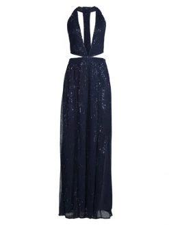 Ramy Brook Selena Cut-Out Sequin Maxi Dress