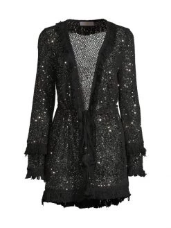 Ramy Brook Cecelia Sequin-Embellished Tassel Mesh Cover-Up