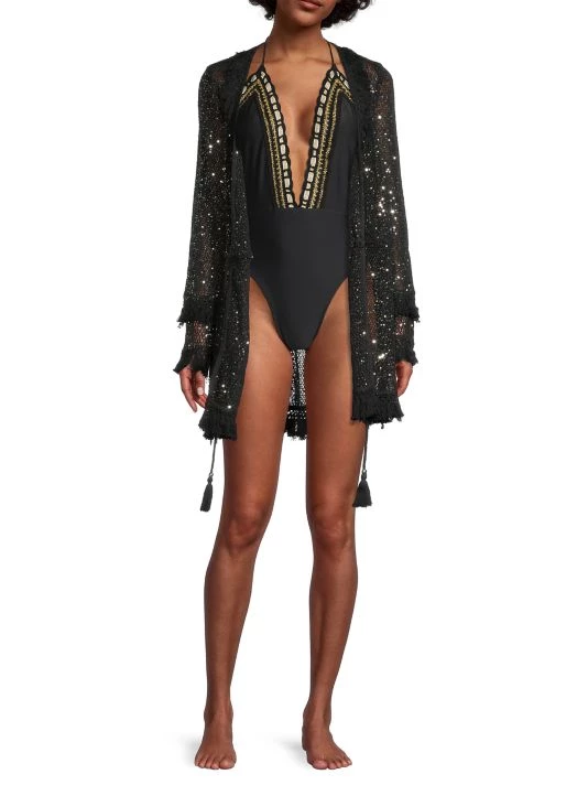 Ramy Brook Cecelia Sequin-Embellished Tassel Mesh Cover-Up 4 Ramy Brook Cecelia Sequin-Embellished Tassel Mesh Cover-Up - Image 2