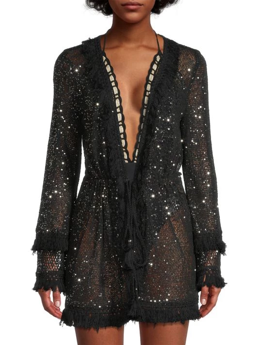 Ramy Brook Cecelia Sequin-Embellished Tassel Mesh Cover-Up 5 Ramy Brook Cecelia Sequin-Embellished Tassel Mesh Cover-Up - Image 3