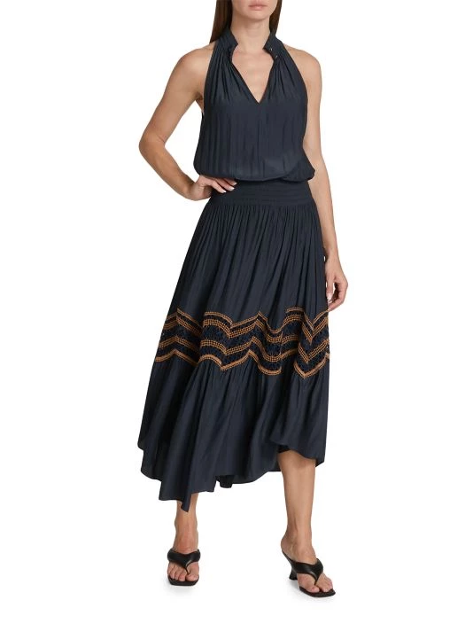 Ramy Brook Alexis Embroidered Smocked Midi-Dress 4 Ramy Brook Alexis Embroidered Smocked Midi-Dress - Image 2