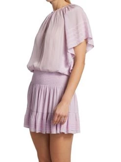 Ramy Brook Jane Short-Sleeve Smocked Minidress -Hot Sale Ramy Brook Store unnamed file 623