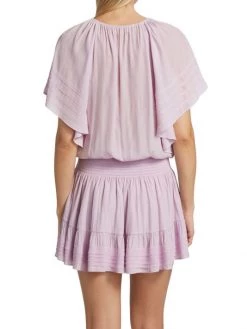 Ramy Brook Jane Short-Sleeve Smocked Minidress -Hot Sale Ramy Brook Store unnamed file 624
