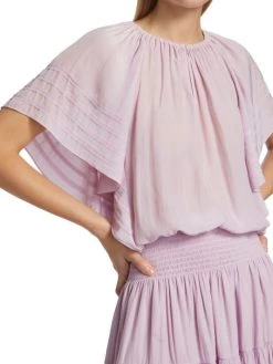 Ramy Brook Jane Short-Sleeve Smocked Minidress -Hot Sale Ramy Brook Store unnamed file 625