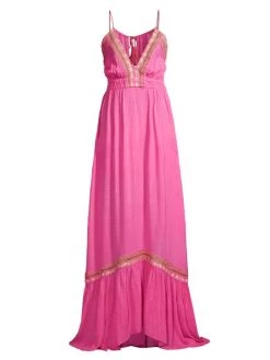 Ramy Brook Amy Crochet-Trim Tassel Maxi Dress