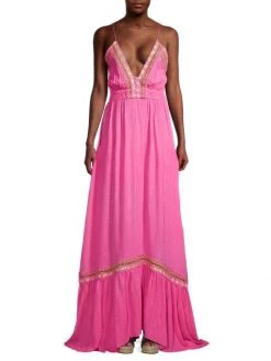 Ramy Brook Amy Crochet-Trim Tassel Maxi Dress -Hot Sale Ramy Brook Store unnamed file 663