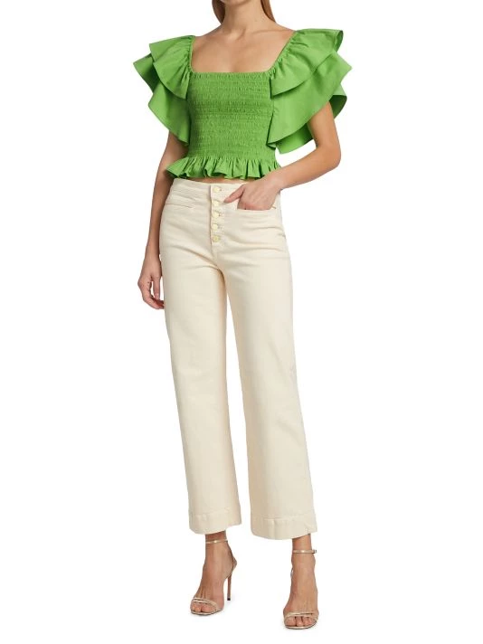 Ramy Brook Yolanda Ruffle Smocked Crop Top 4 Ramy Brook Yolanda Ruffle Smocked Crop Top - Image 2