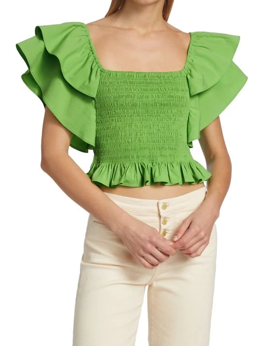 Ramy Brook Yolanda Ruffle Smocked Crop Top 5 Ramy Brook Yolanda Ruffle Smocked Crop Top - Image 3