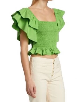 Ramy Brook Yolanda Ruffle Smocked Crop Top 12 Ramy Brook Yolanda Ruffle Smocked Crop Top -Hot Sale Ramy Brook Store unnamed file 719