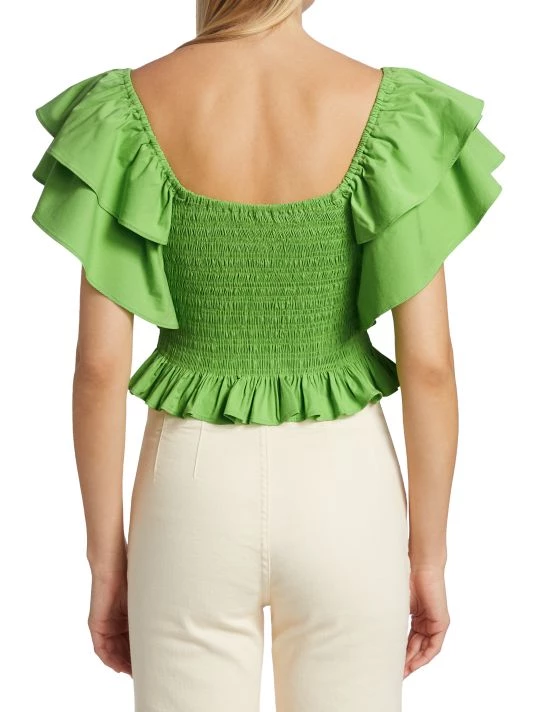 Ramy Brook Yolanda Ruffle Smocked Crop Top 7 Ramy Brook Yolanda Ruffle Smocked Crop Top - Image 5