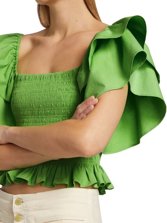 Ramy Brook Yolanda Ruffle Smocked Crop Top 8 Ramy Brook Yolanda Ruffle Smocked Crop Top - Image 6