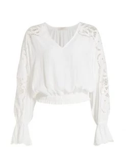 Ramy Brook Aurelie Lace Sleeve Blouse