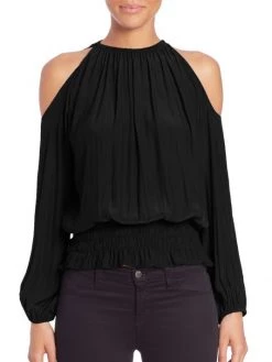Ramy Brook Lauren Cold-Shoulder Smocked Top