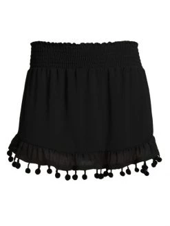 Ramy Brook Stevie Pompom Trim Mini Skirt Black
