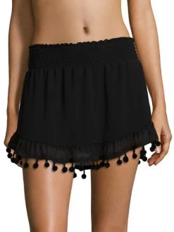 Ramy Brook Stevie Pompom Trim Mini Skirt Black -Hot Sale Ramy Brook Store unnamed file 852