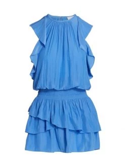 Ramy Brook Rooney Flutter-Sleeve Mini Dress Zinnia